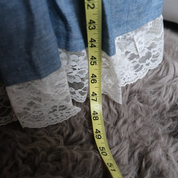 Vintage Gunne Sax 70s Blue Prairie  Cottagecore Maxi Dress - Picture 9 of 13